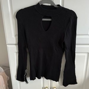 Inc ribbed keyhole sweater